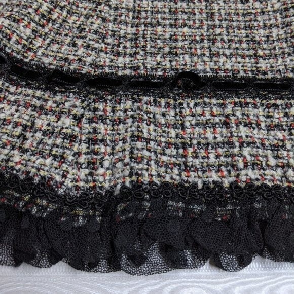 Cynthia Steffe Skirt Women Size 2 Wool Blend Tweed Circle Lace Trim - Picture 3 of 8